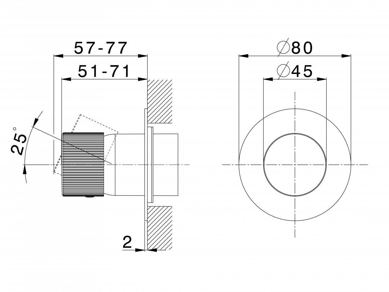 Expo. part for concealed S.L. shower valve PLISSÉ SINCRONIA_I2003000 - v1