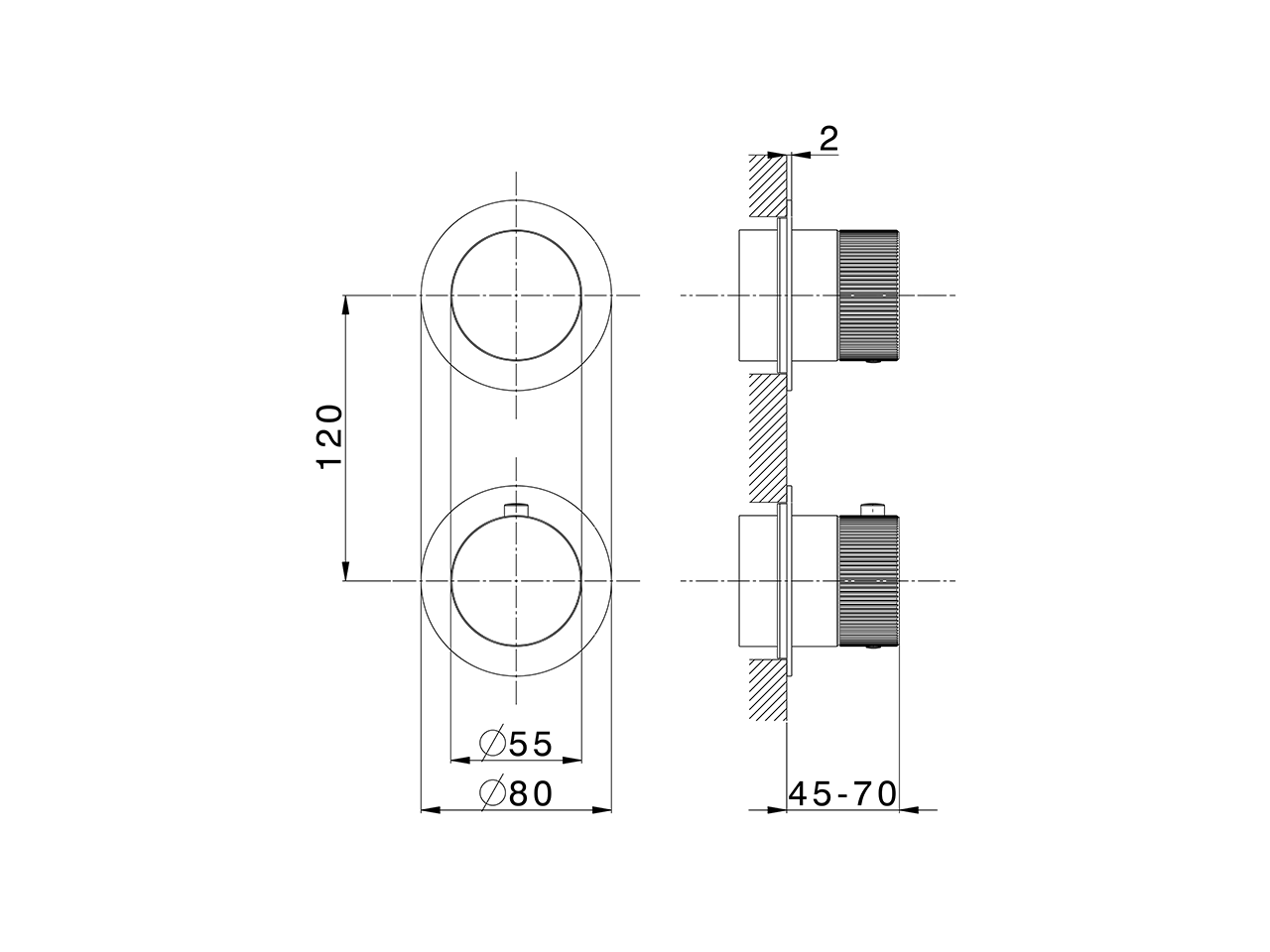 Expo.part for concealed thermo shower valve PLISSÉ SINCRONIA_I20G2200 - v1