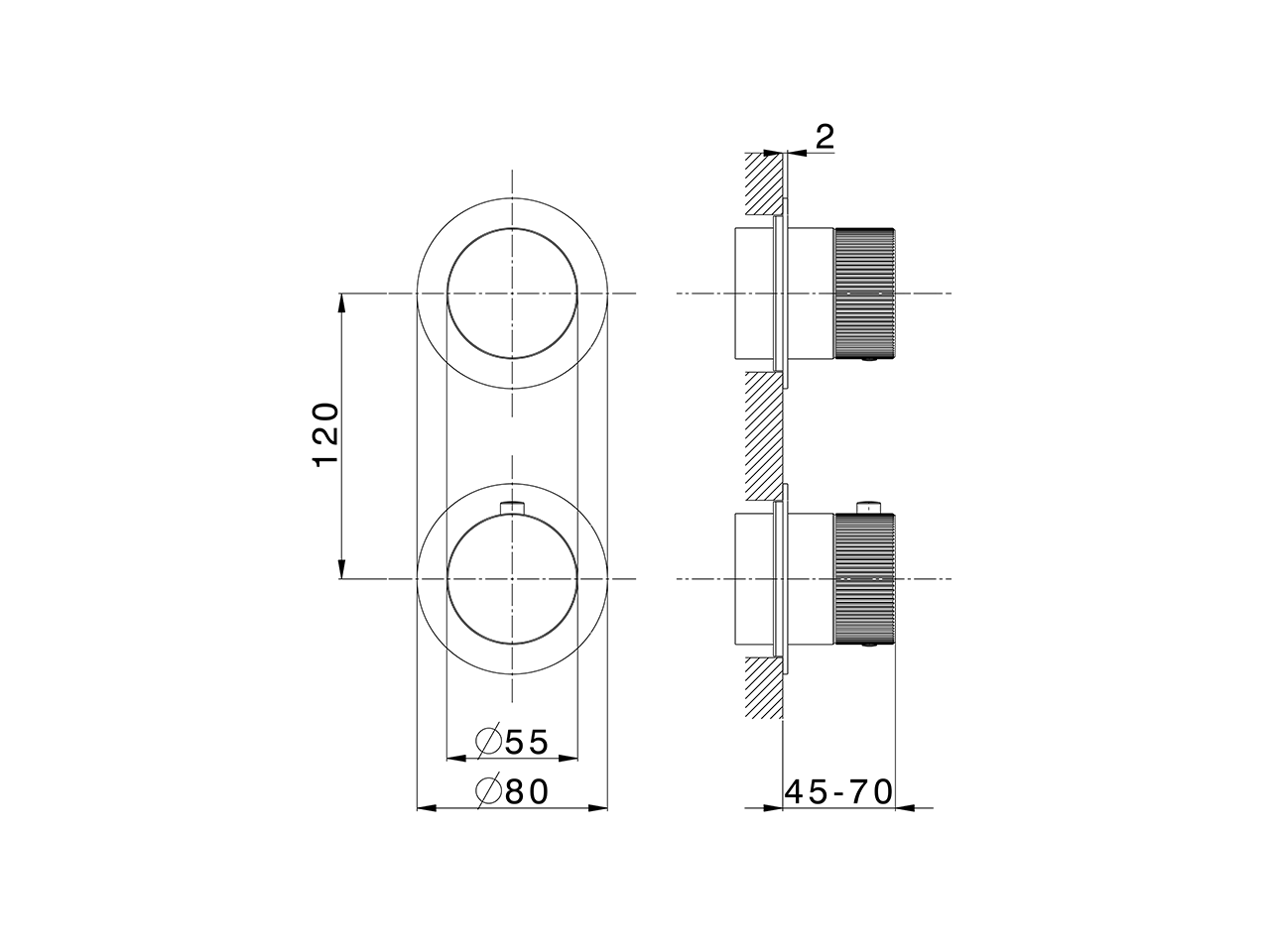 Expo.part for concealed thermo shower valve PLISSÉ SINCRONIA_I20G2300 - v1