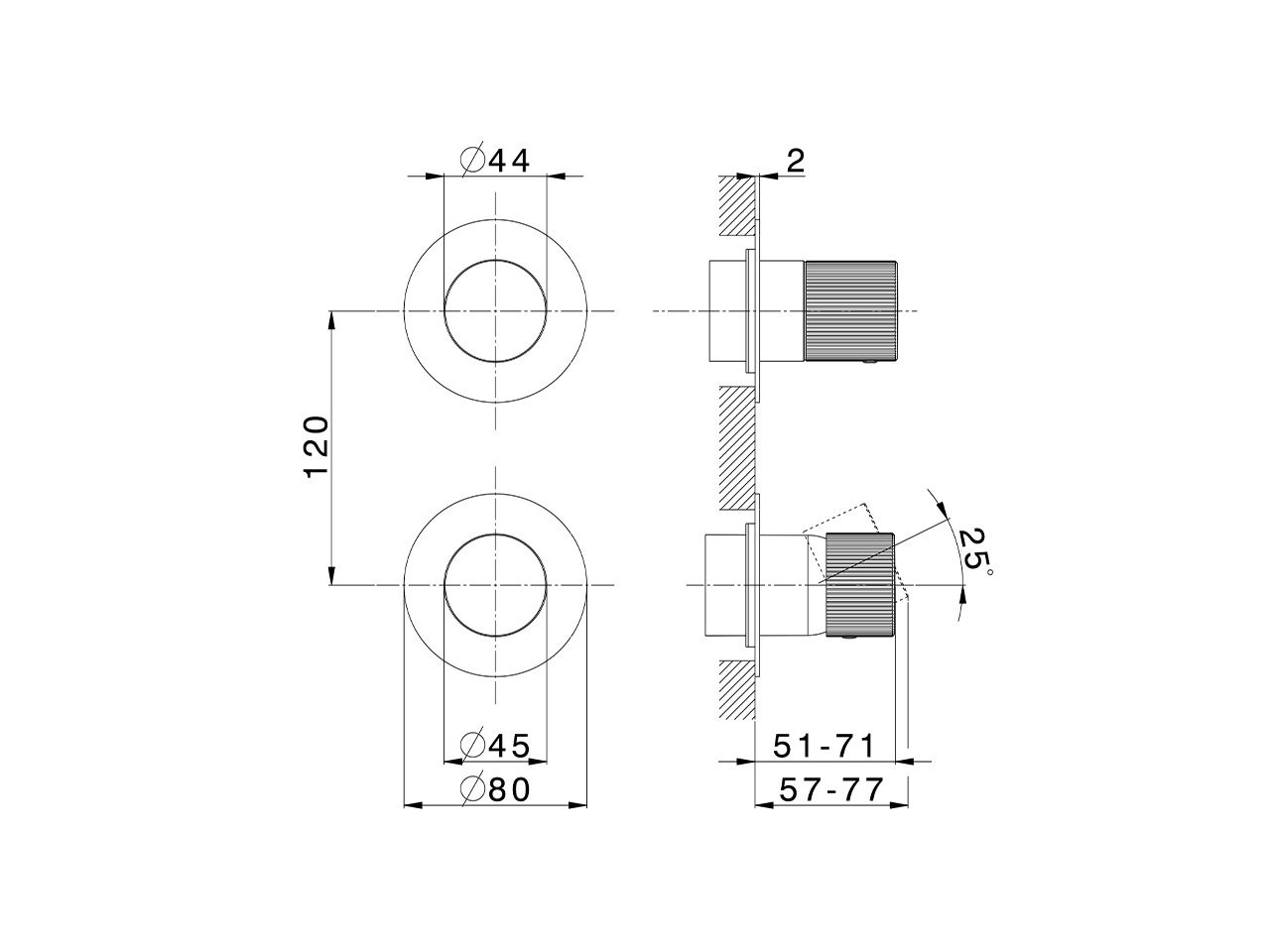 Expo. part for concealed S.L. shower valve PLISSÉ SINCRONIA_I20G7200 - v1