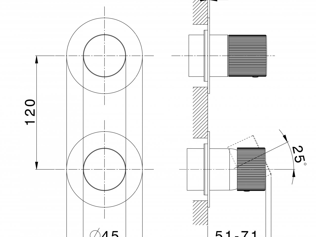 Expo. part for concealed S.L. shower valve PLISSÉ SINCRONIA_I20G7300 - v1