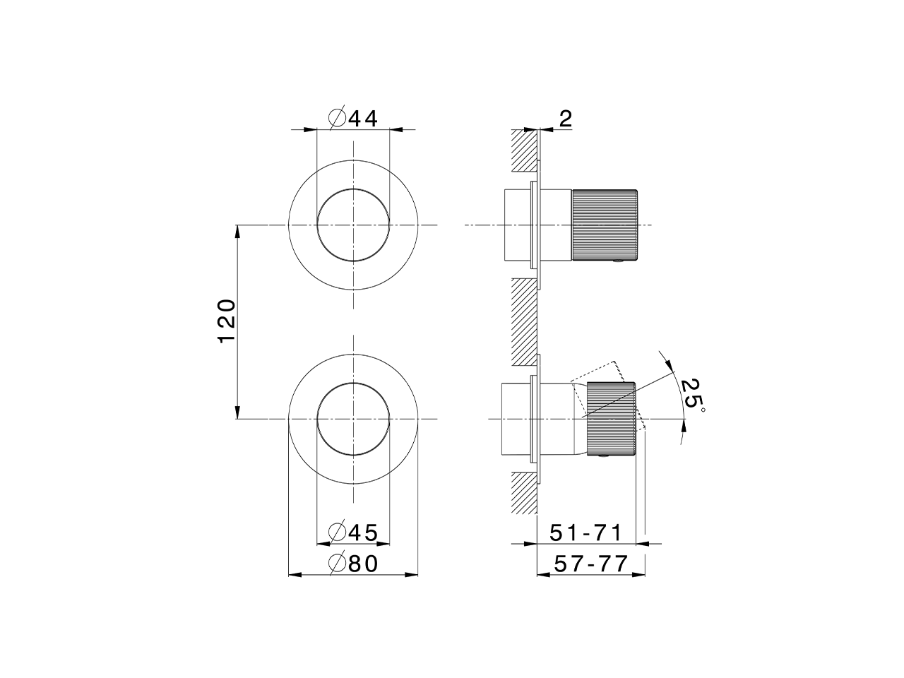 Expo. part for concealed S.L. shower valve PLISSÉ SINCRONIA_I20G7300 - v1