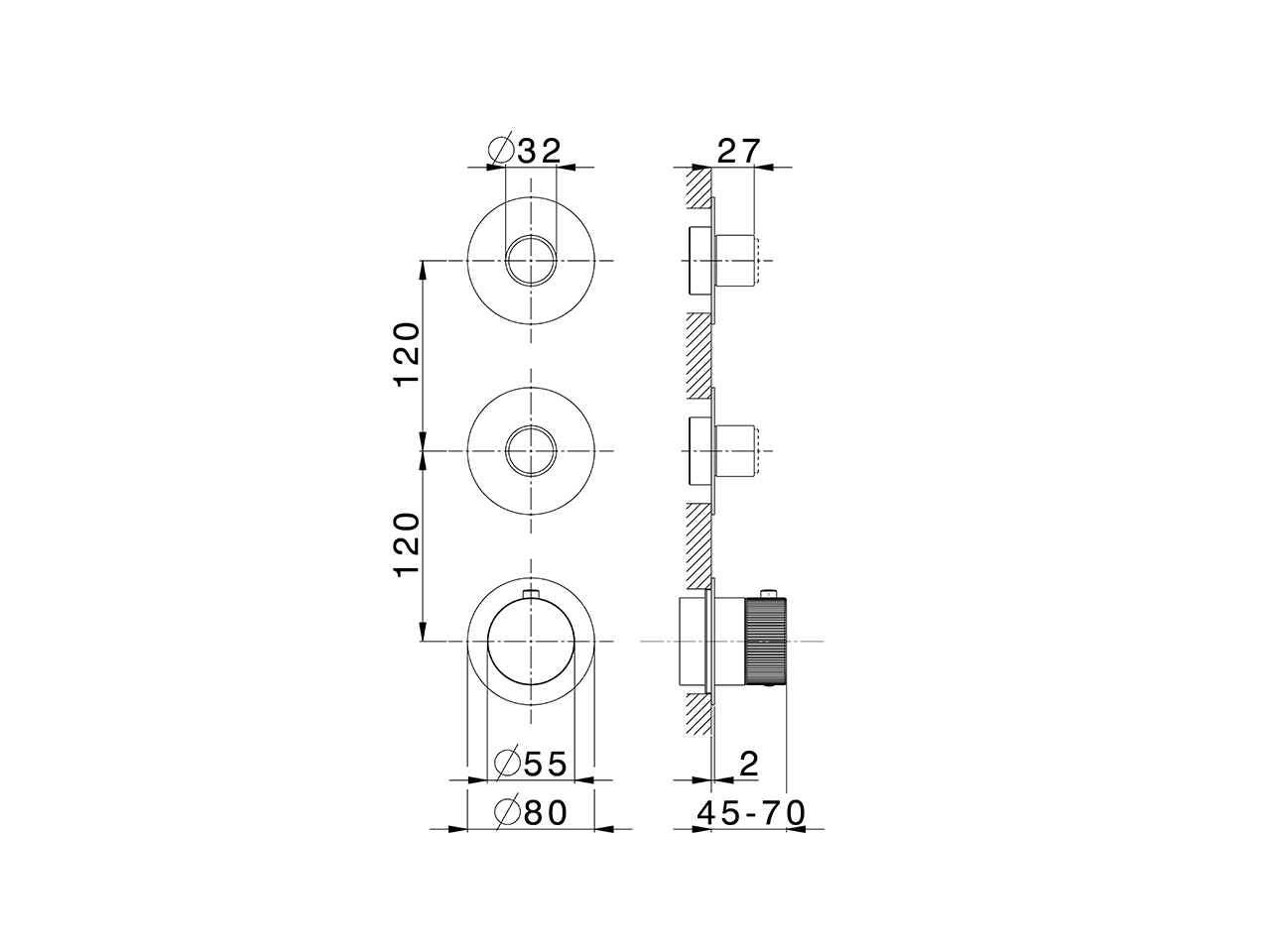 Cover Part for 2 Function Concealed Thermo Valve PLISSÉ SINCRONIA_I20KG010 - v1