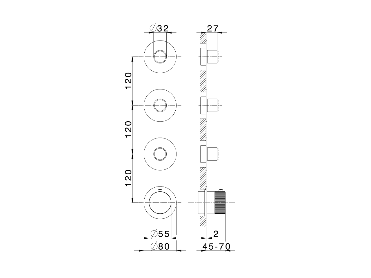 Cover Part for 3 Function Concealed Thermo Valve PLISSÉ SINCRONIA_I20KG020 - v1