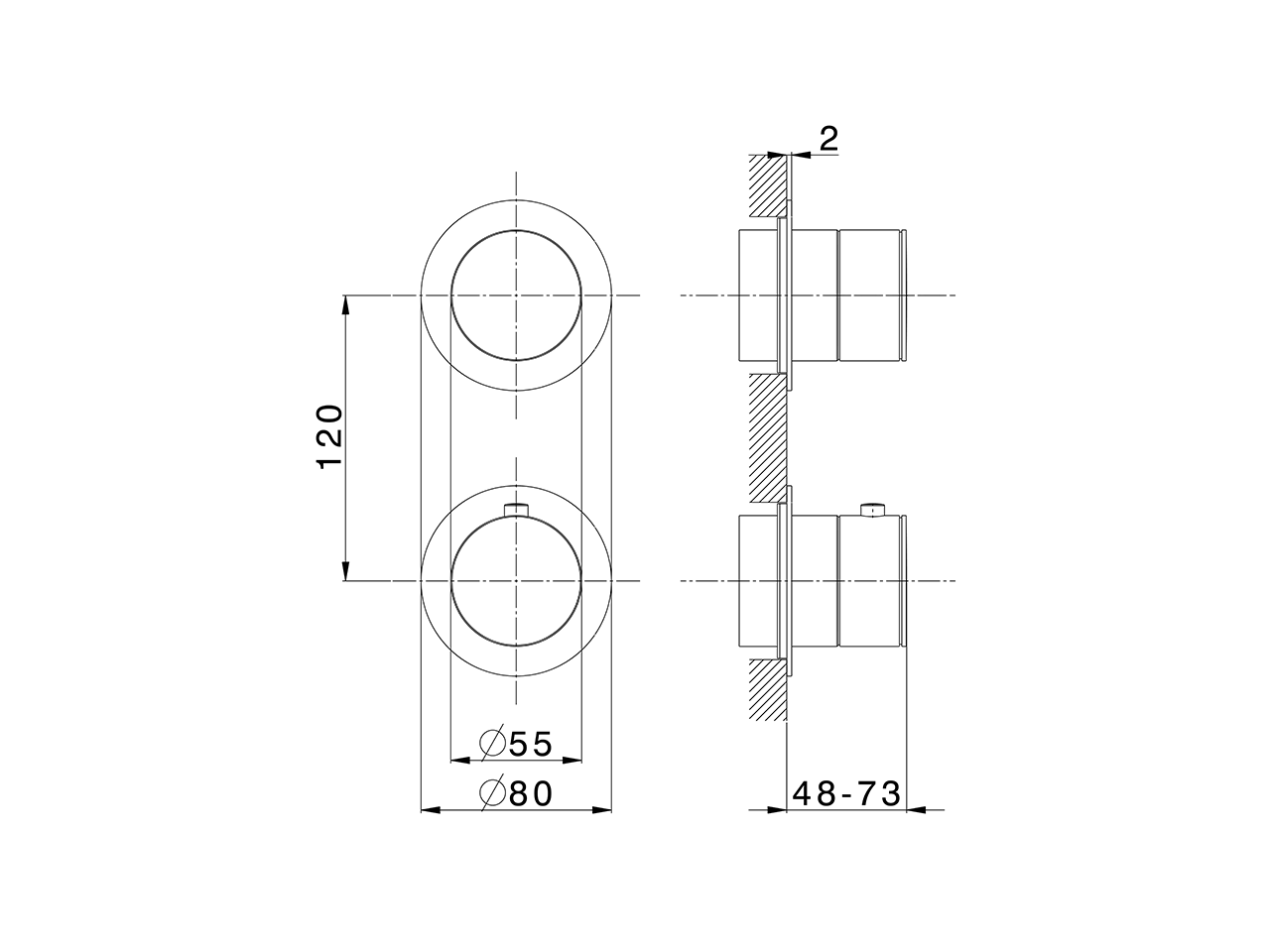 Exposed part for concealed thermo shower valve DUO SINCRONIA_I30G2300 - v1