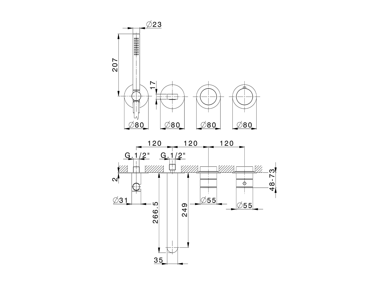 Exposed part for con.thermo. bath mixer DUO SINCRONIA_I30G4200 - v1
