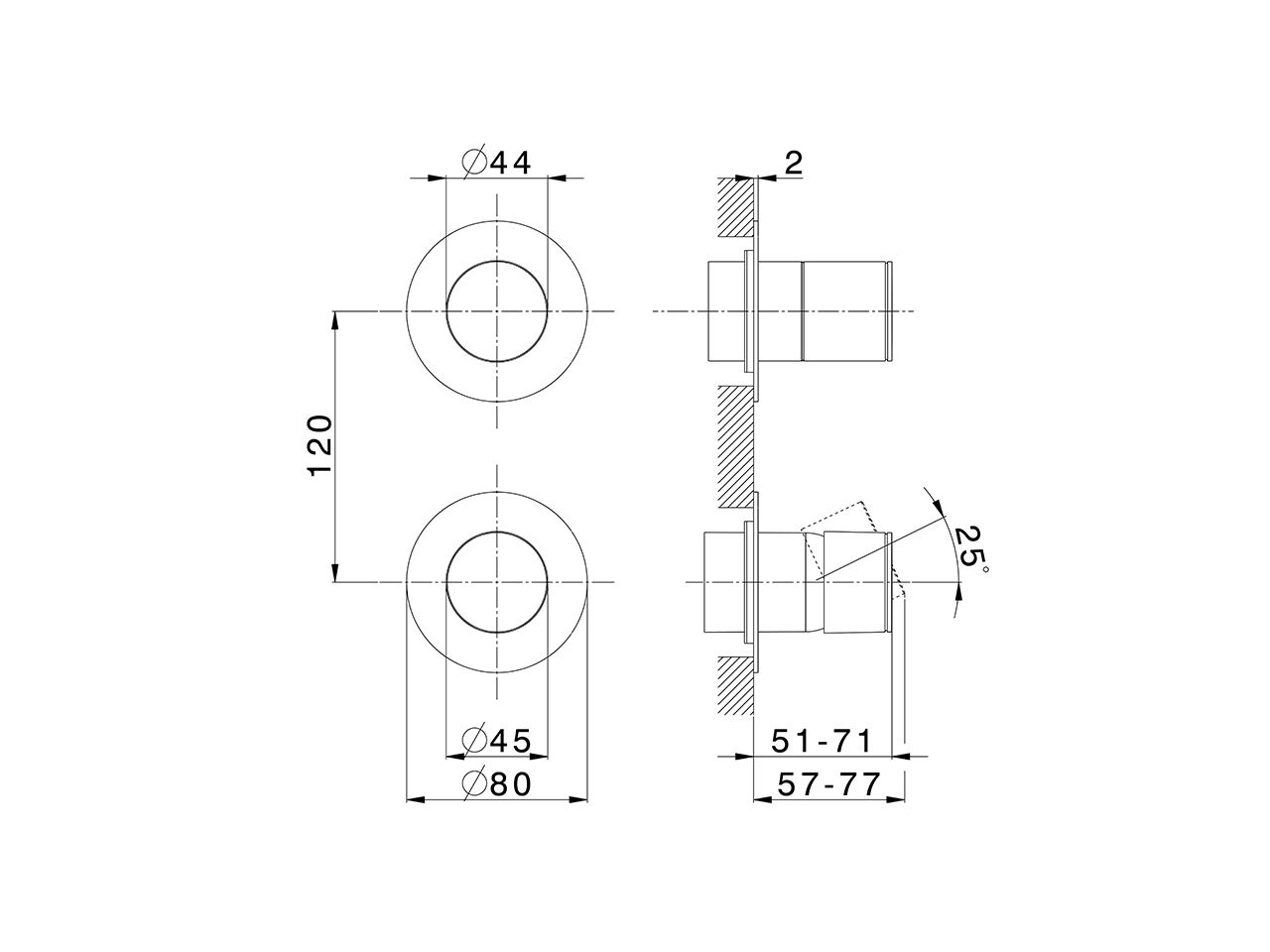 Expo. part for concealed S.L. shower valve DUO SINCRONIA_I30G7300 - v1