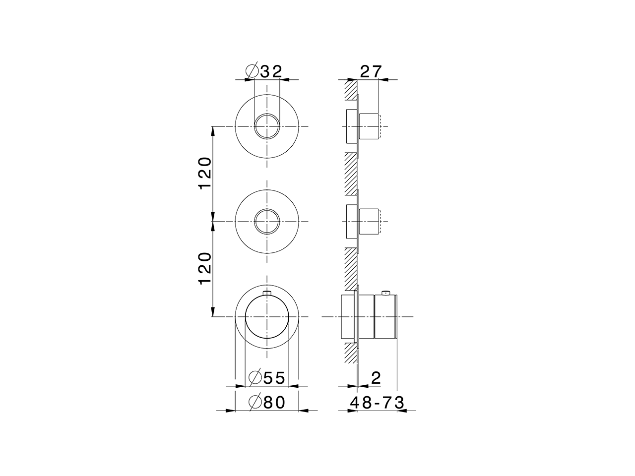 Cover Part for 2 Function Concealed Thermo Valve DUO SINCRONIA_I30KG010 - v1