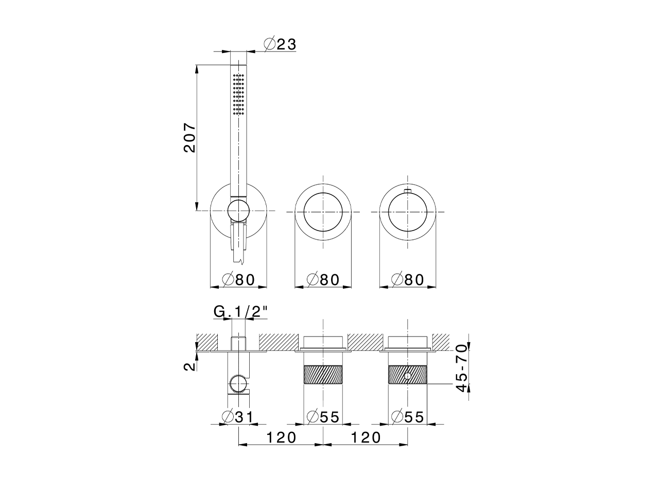 Exposed part for con.thermo.shower valve VOGUE SINCRONIA_I40G4100 - v1