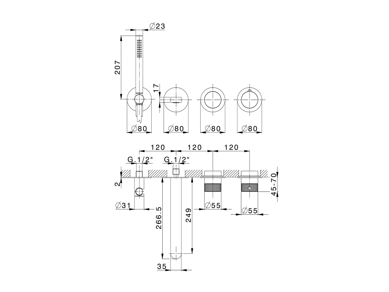 Exposed part for con.thermo. bath mixer VOGUE SINCRONIA_I40G4200 - v1