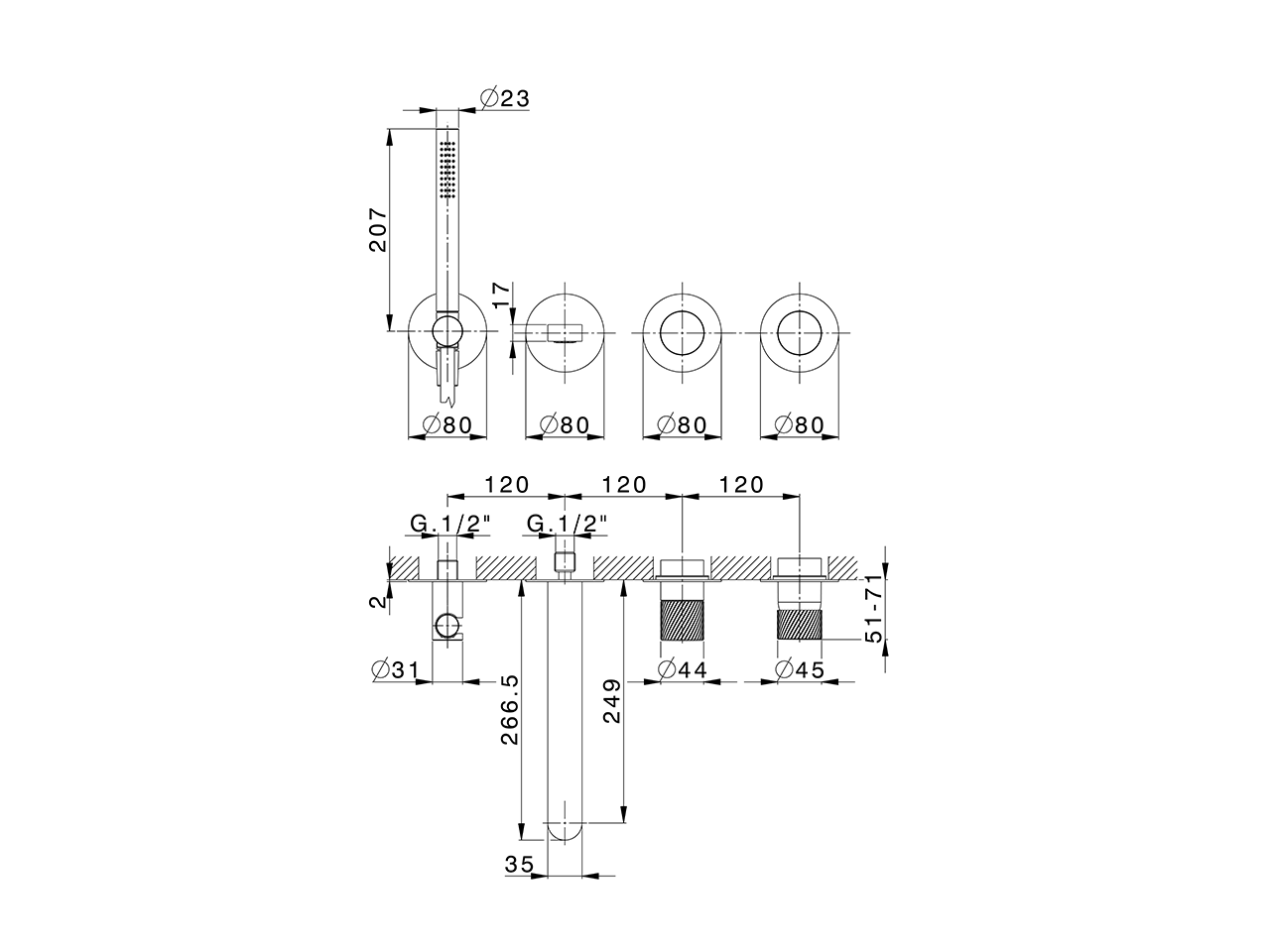 Expo. part for concealed S.L. bath mixer VOGUE SINCRONIA_I40G8200 - v1