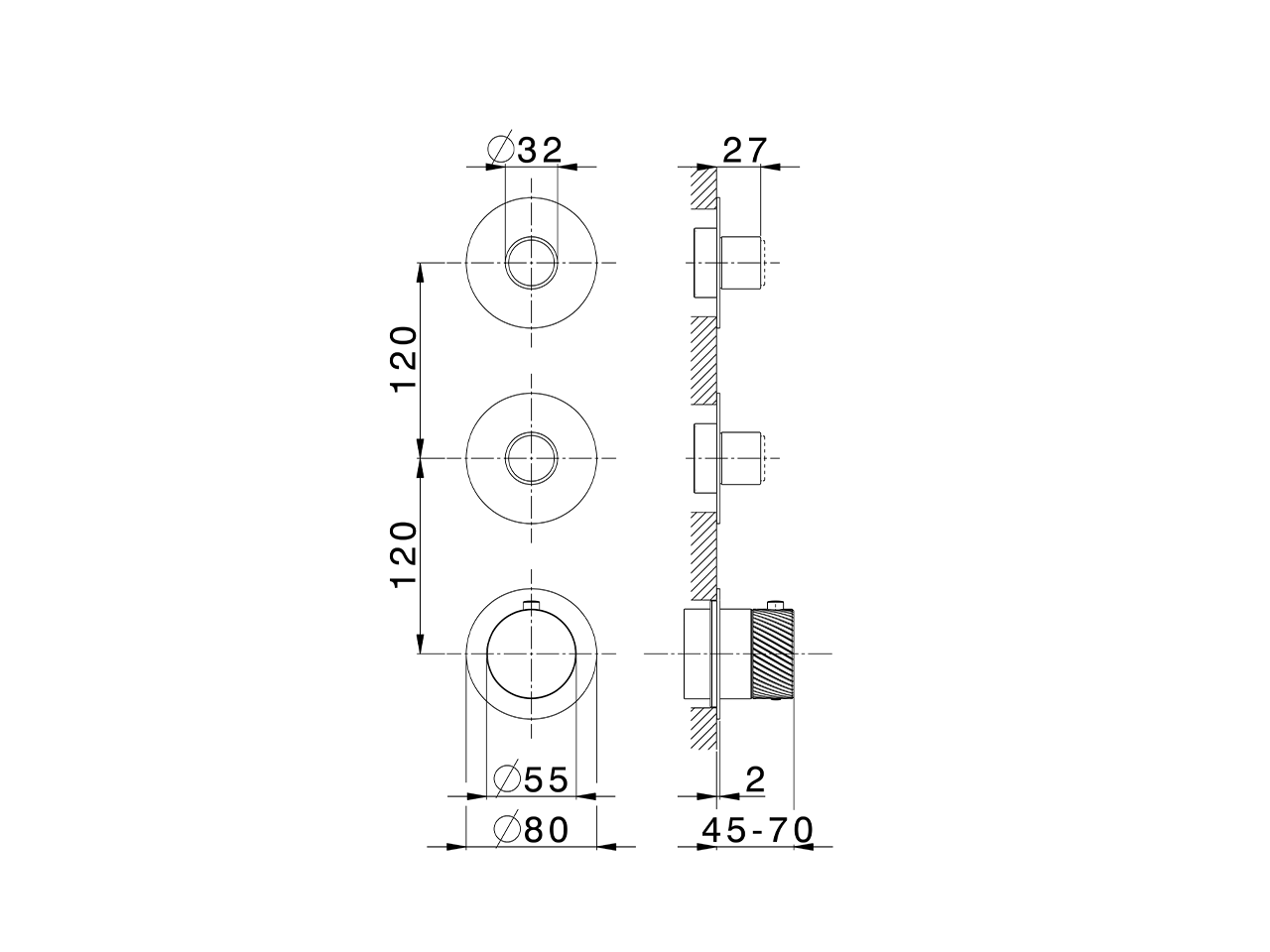 Cover Part for 2 Function Concealed Thermo Valve VOGUE SINCRONIA_I40KG010 - v1