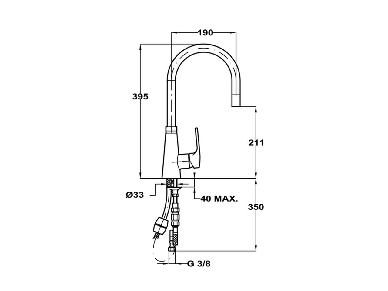 Single lever sink mixer with extrac.shower KITCHEN_LC000030 - v1