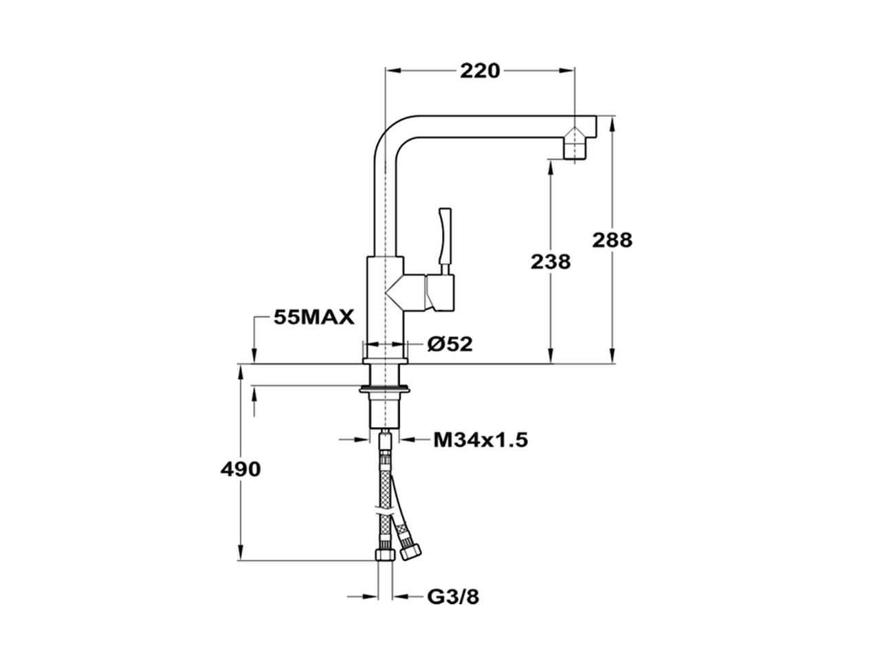 Single lever sink mixer, STAINLESS STEEL made KITCHEN_LC000050 - v1