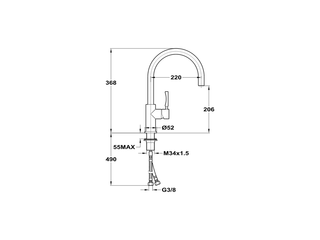 Single lever sink mixer, STAINLESS STEEL made KITCHEN_LC000060 - v1