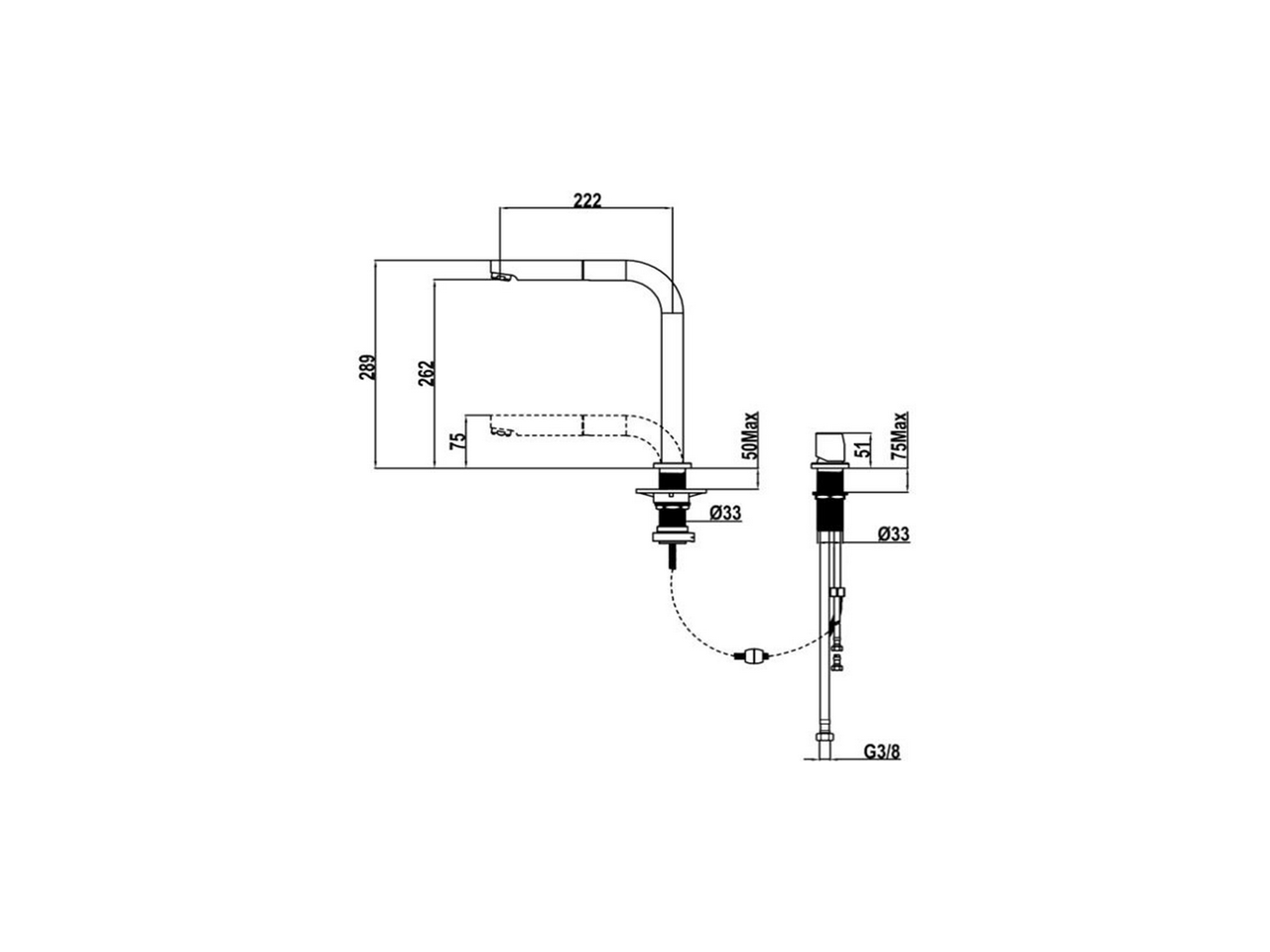 Single lever sink mixer with reclined spout KITCHEN_LC000090 - v1