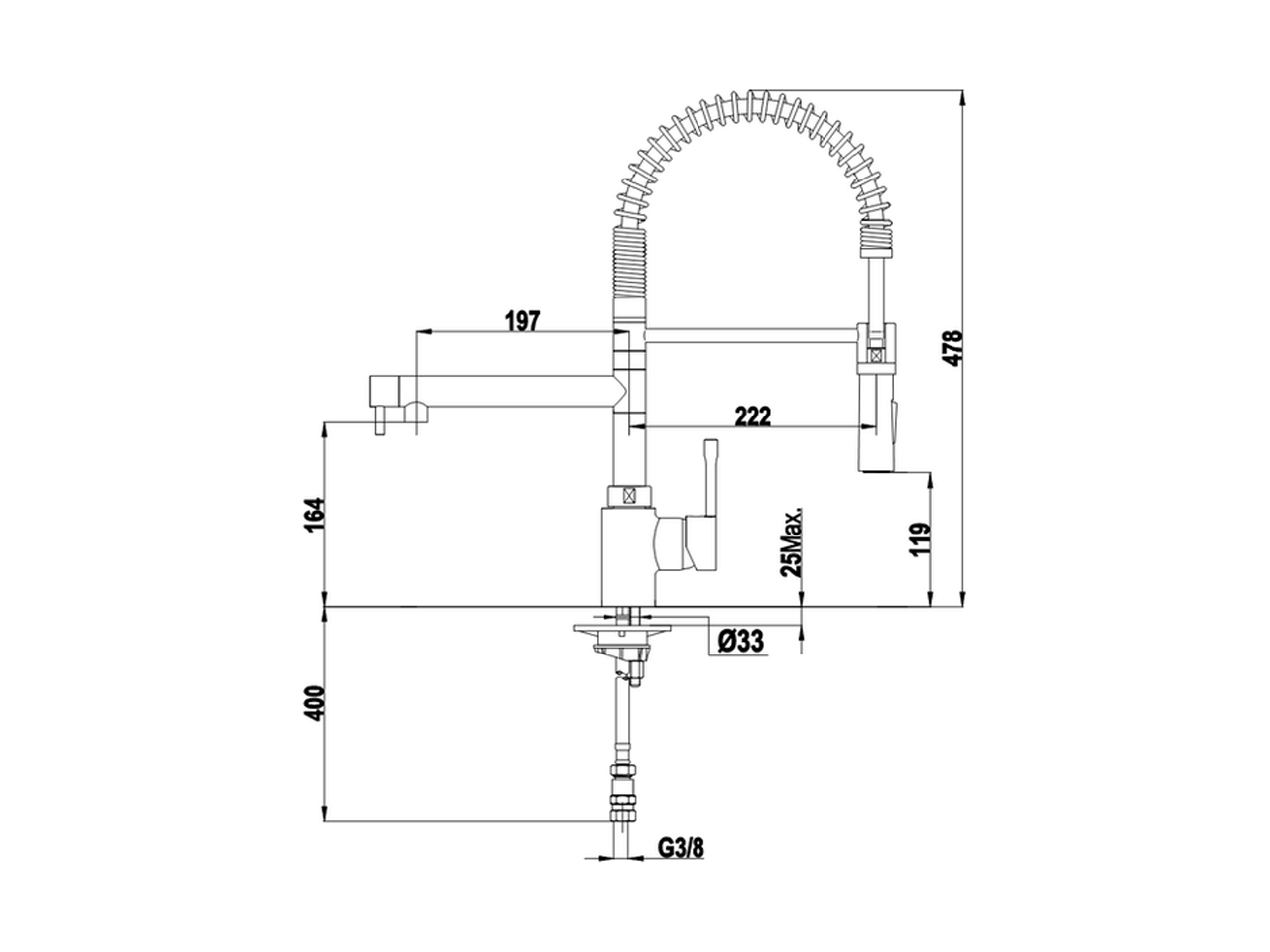 Single lever sink mixer with extrac.shower KITCHEN_LC000100 - v1