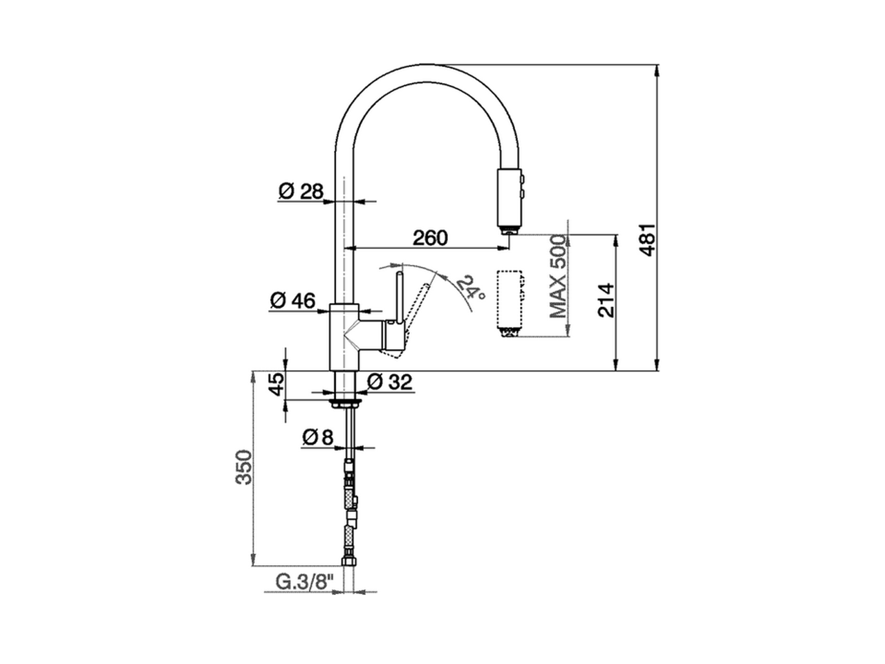 Single lever sink mixer with extrac.shower KITCHEN_LL000570 - v1