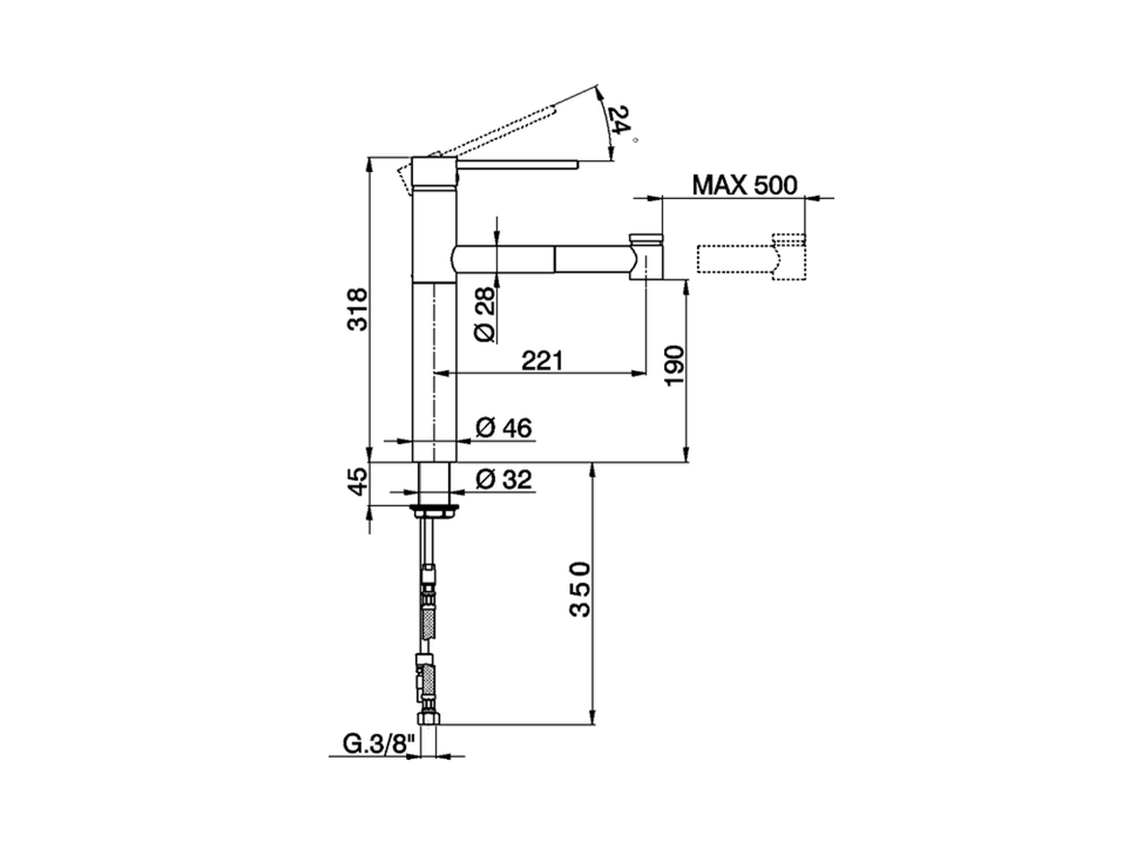 Single lever sink mixer with extrac.shower KITCHEN_LL002570 - v1