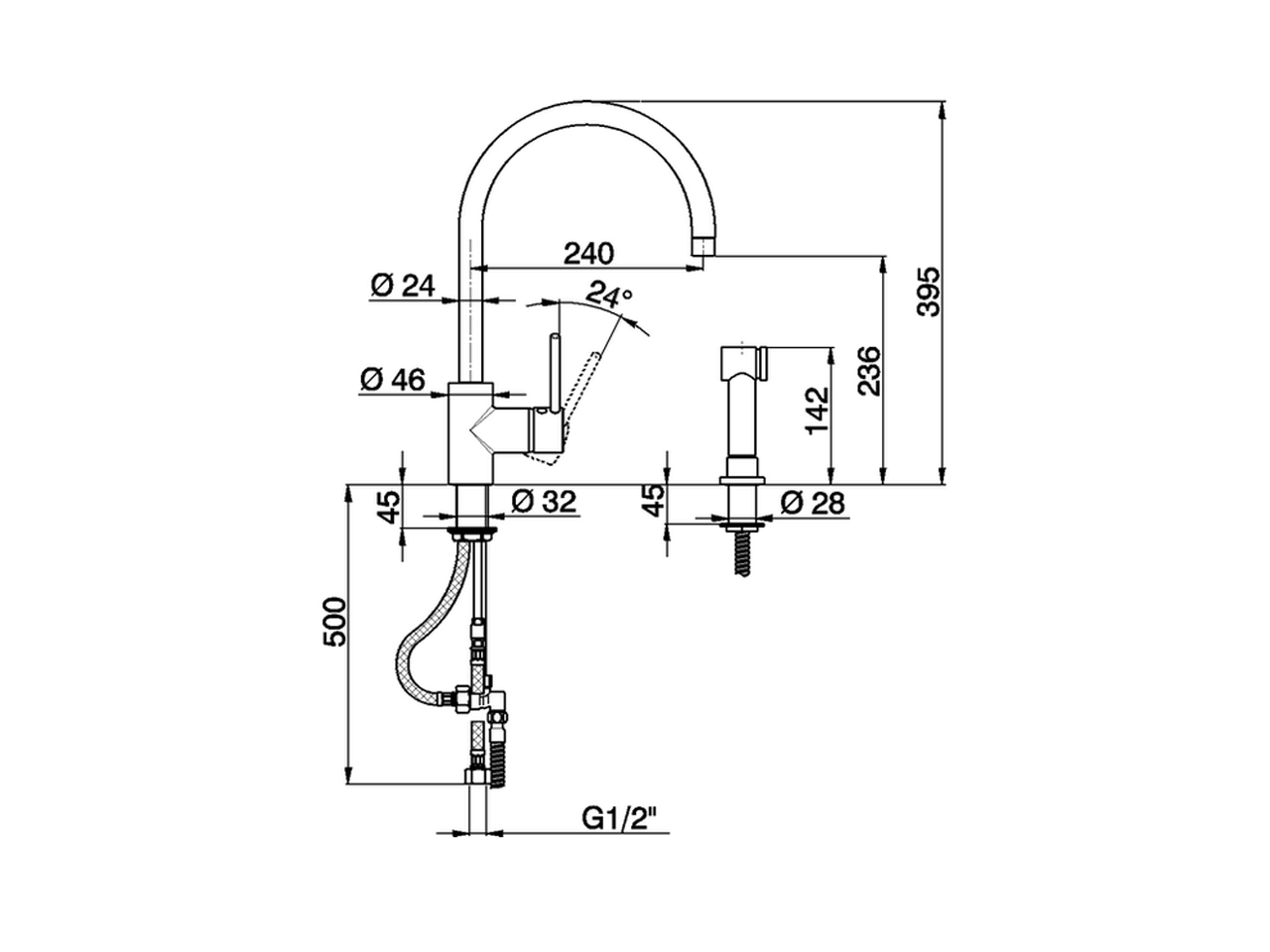 Single lever sink mixer with pull out handspray KITCHEN_LL004570 - v1