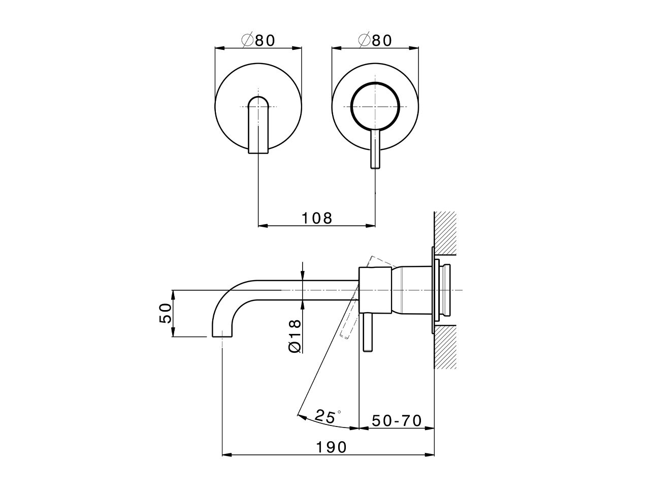 Exposed part for single lever washbasin valve LESS MINIMAL_LM005516 - v1