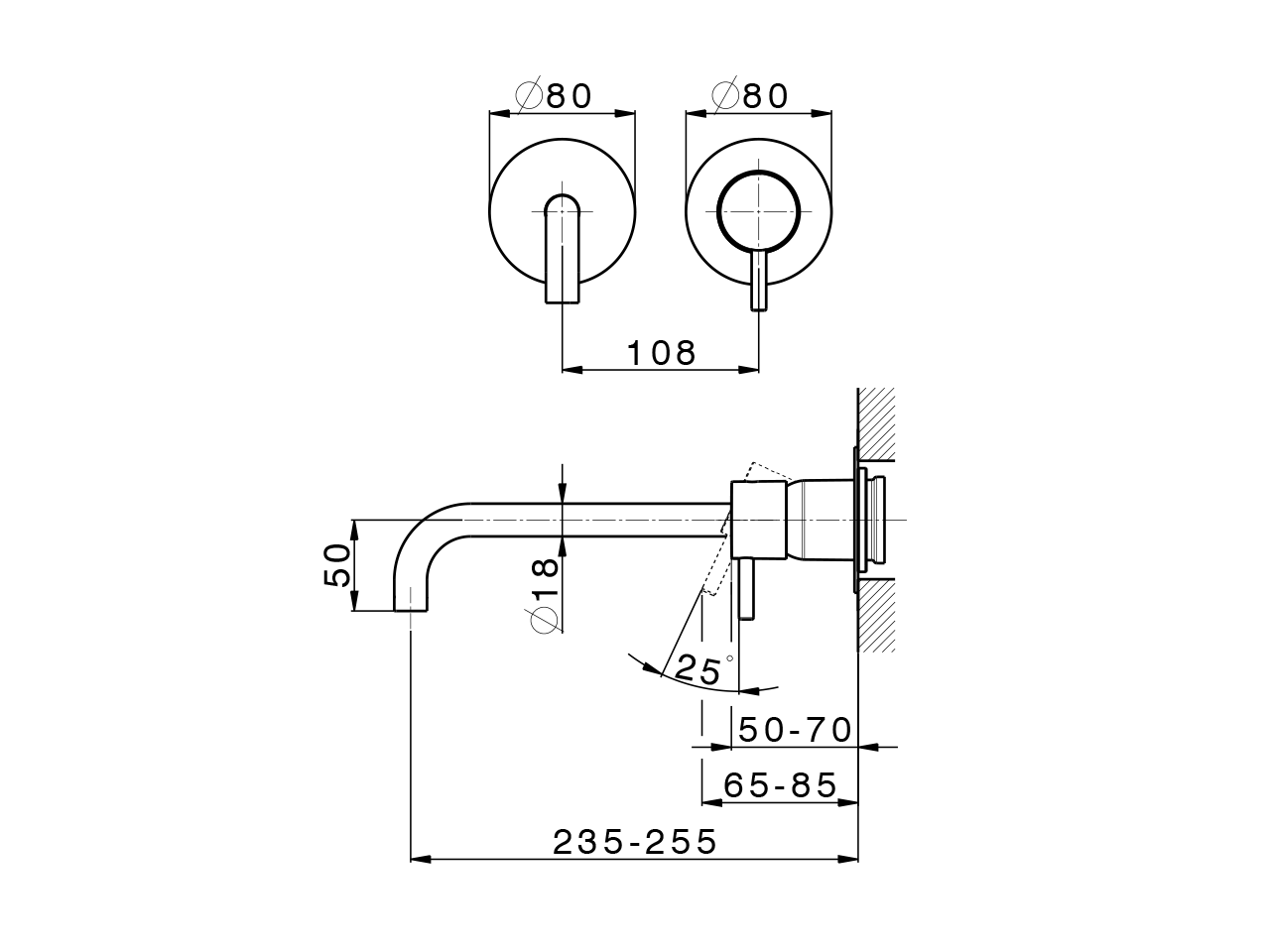 Exposed part for single lever washbasin valve LESS MINIMAL_LM005517 - v1