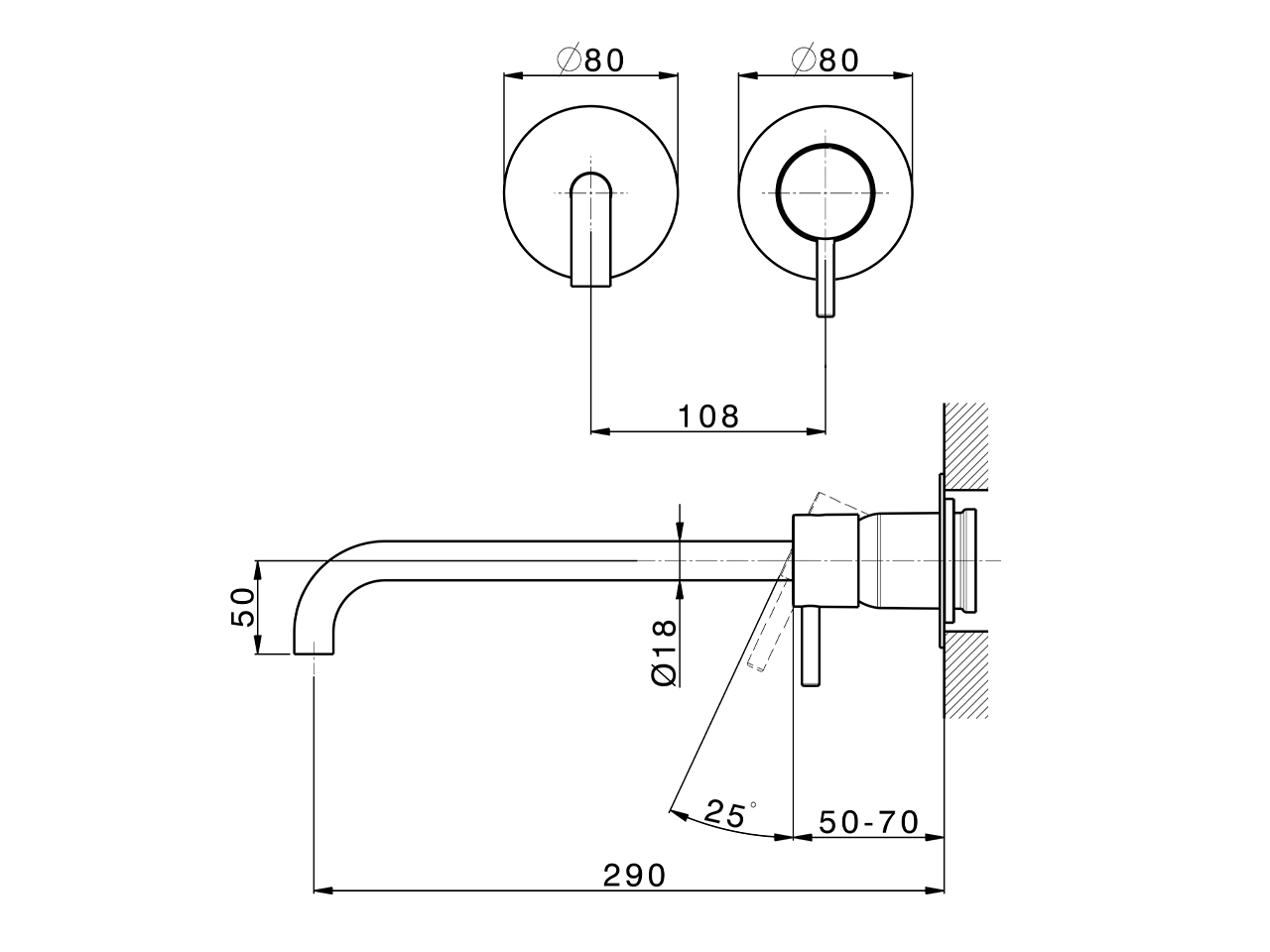 Exposed part for single lever washbasin valve LESS MINIMAL_LM005518 - v1
