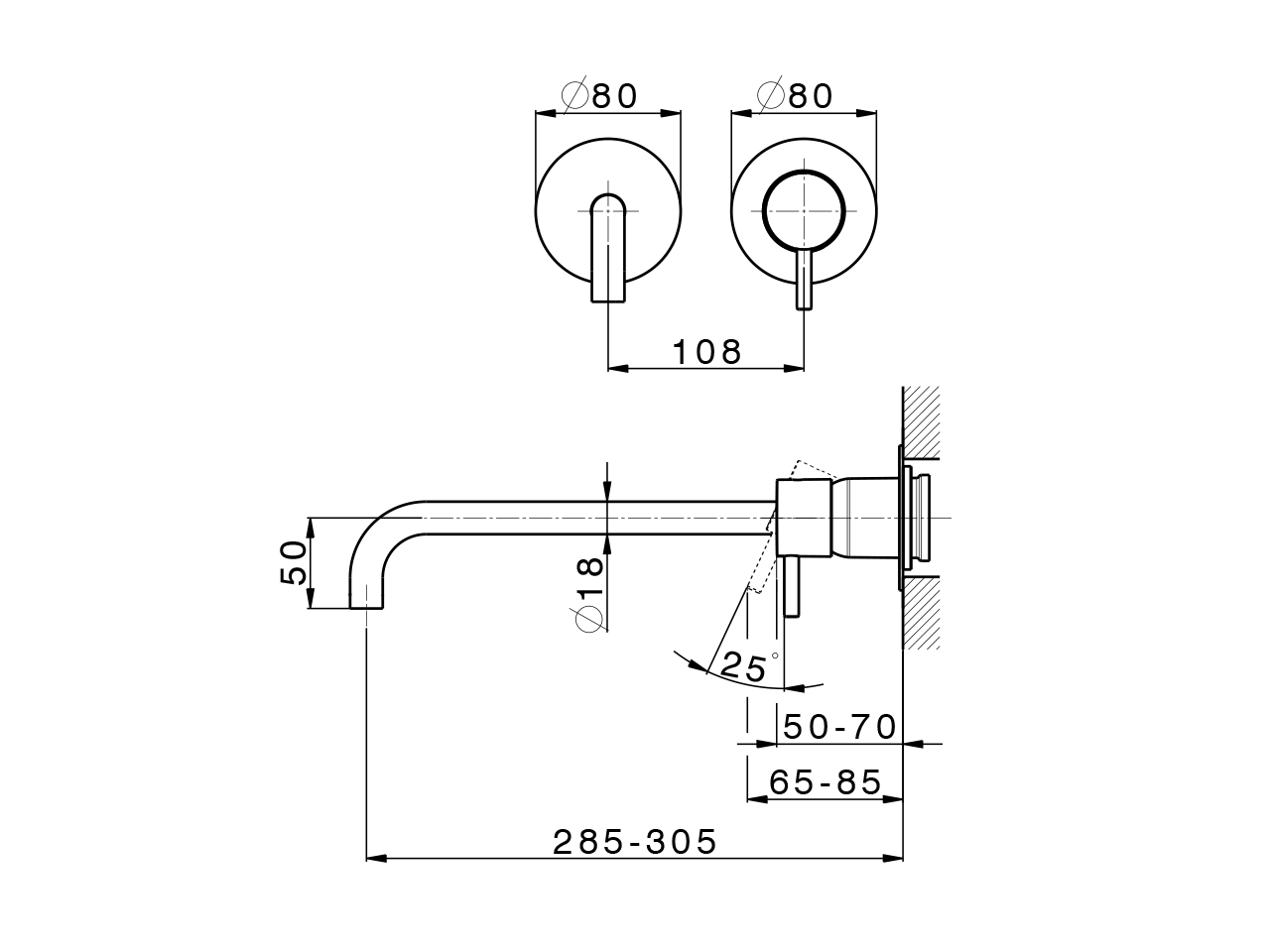 Exposed part for single lever washbasin valve LESS MINIMAL_LM005518 - v1