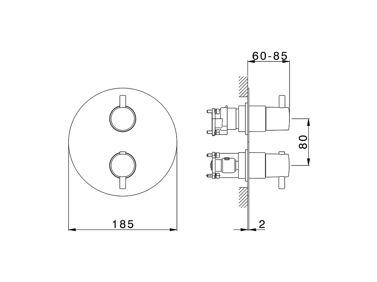 Exposed part for Thermostatic One Box Valve LESS MINIMAL_LM0BT030 - v1