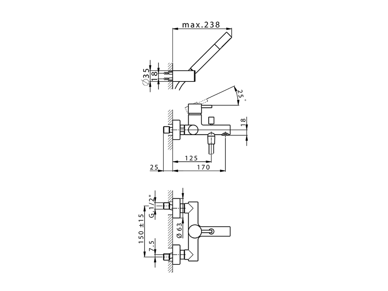 Single lever bath mixer, with shower set NUOVA LESS_LN000120 - v1