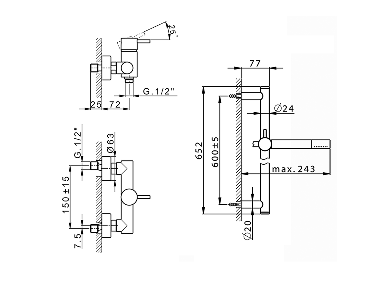 Single lever shower mixer, with shower set NUOVA LESS_LN000460 - v1