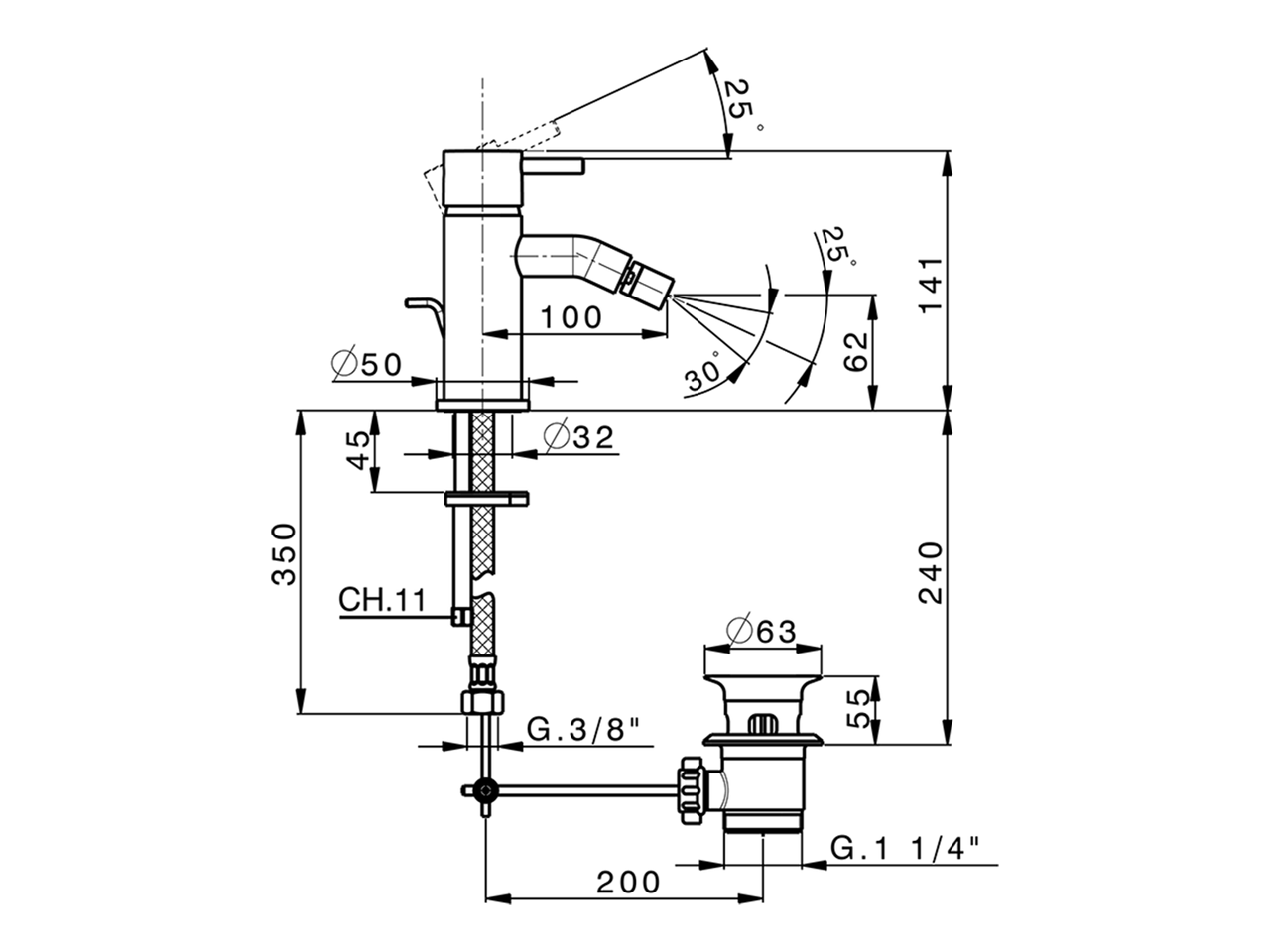 Single lever bidet mixer NUOVA LESS_LN000550 - v1