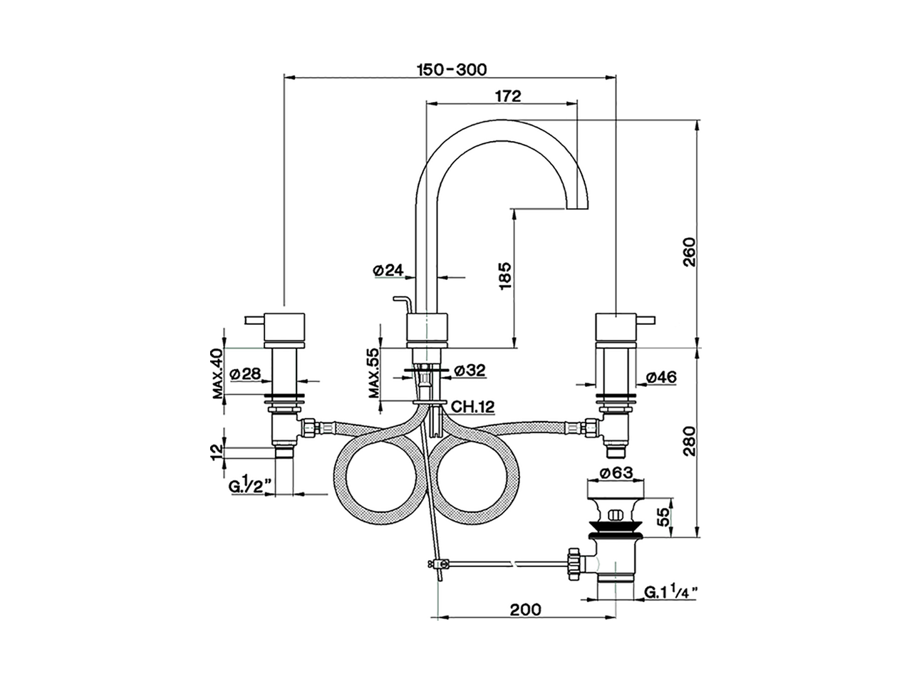 3-holes basin mixer NUOVA LESS_LN001060 - v1