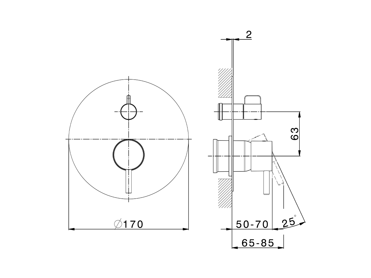 Exposed part for concealed S.L.bath-shower valve LESS MINIMAL_LN002300 - v1