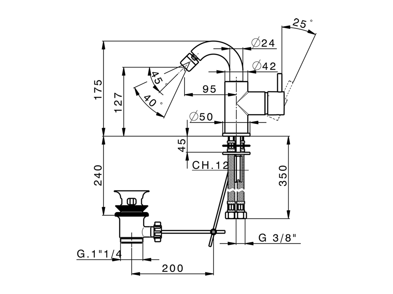 Single lever bidet mixer EnergySave NUOVA LESS_LN002555 - v1