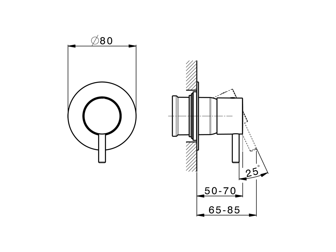 Exposed part for concealed S.L. shower valve LESS MINIMAL_LN003000 - v1