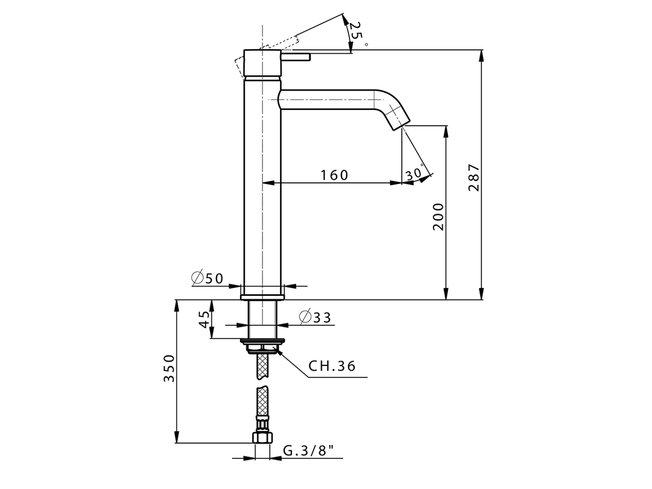 Single lever tall washbasin mixer NUOVA LESS_LN003540C - v1