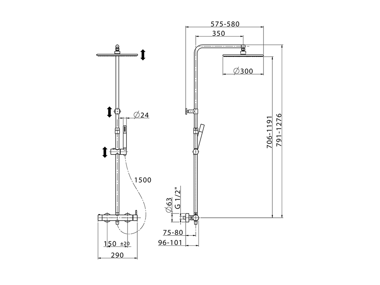 2-function single lever shower set SHOWER COLUMNS_LN004030 - v1