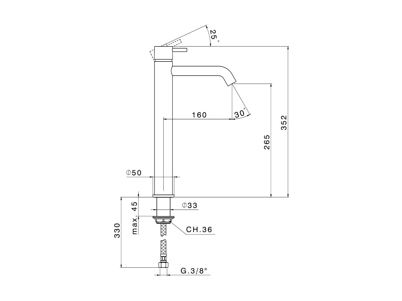 Single lever tall basin mixer NUOVA LESS_LN004540 - v1
