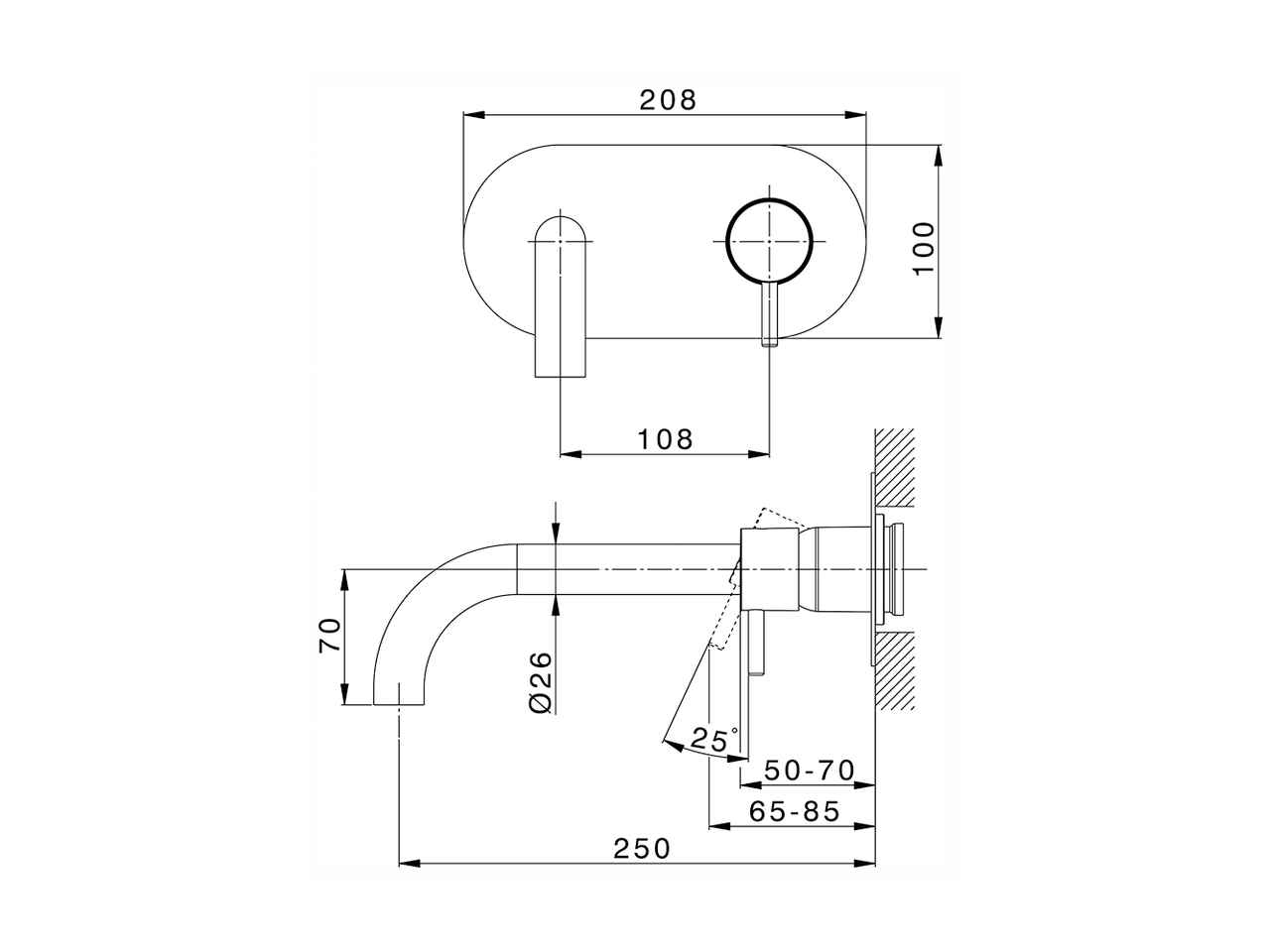 Exposed part for single lever washbasin valve NUOVA LESS_LN005511 - v1
