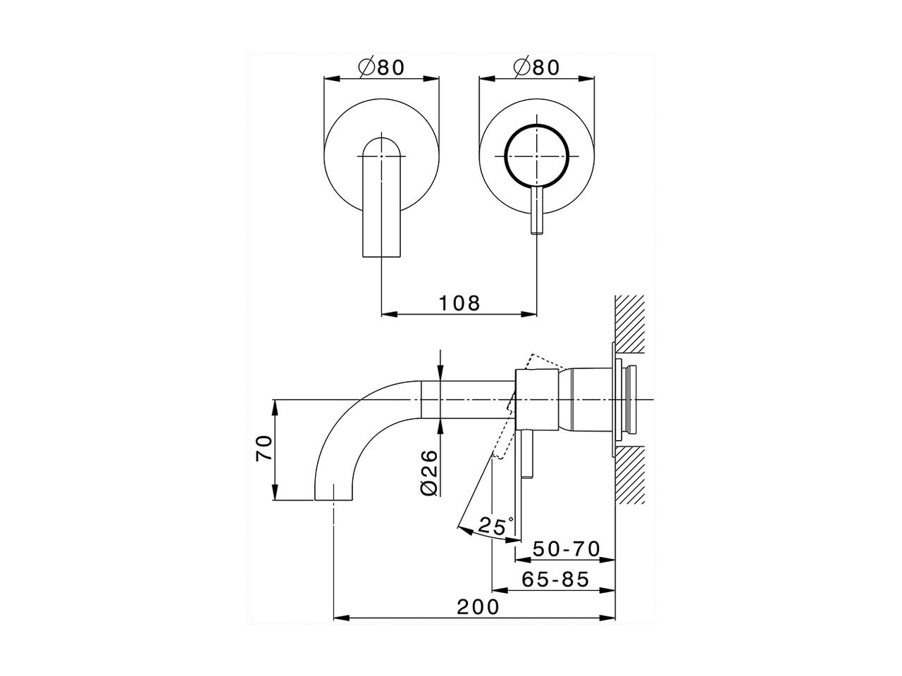 Exposed part for single lever washbasin valve NUOVA LESS_LN00551D - v1