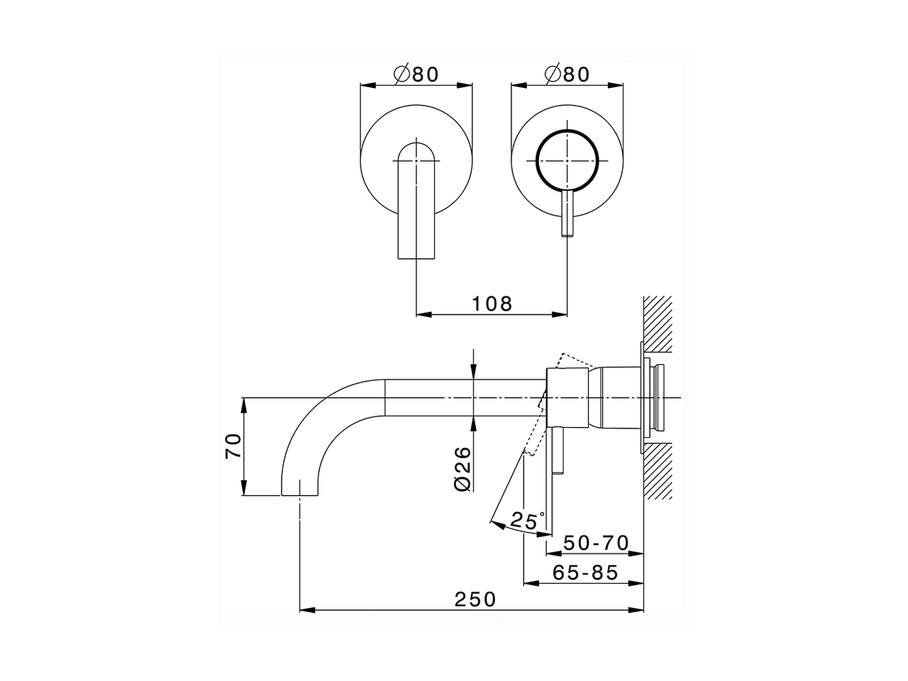 Exposed part for single lever washbasin valve NUOVA LESS_LN00551E - v1