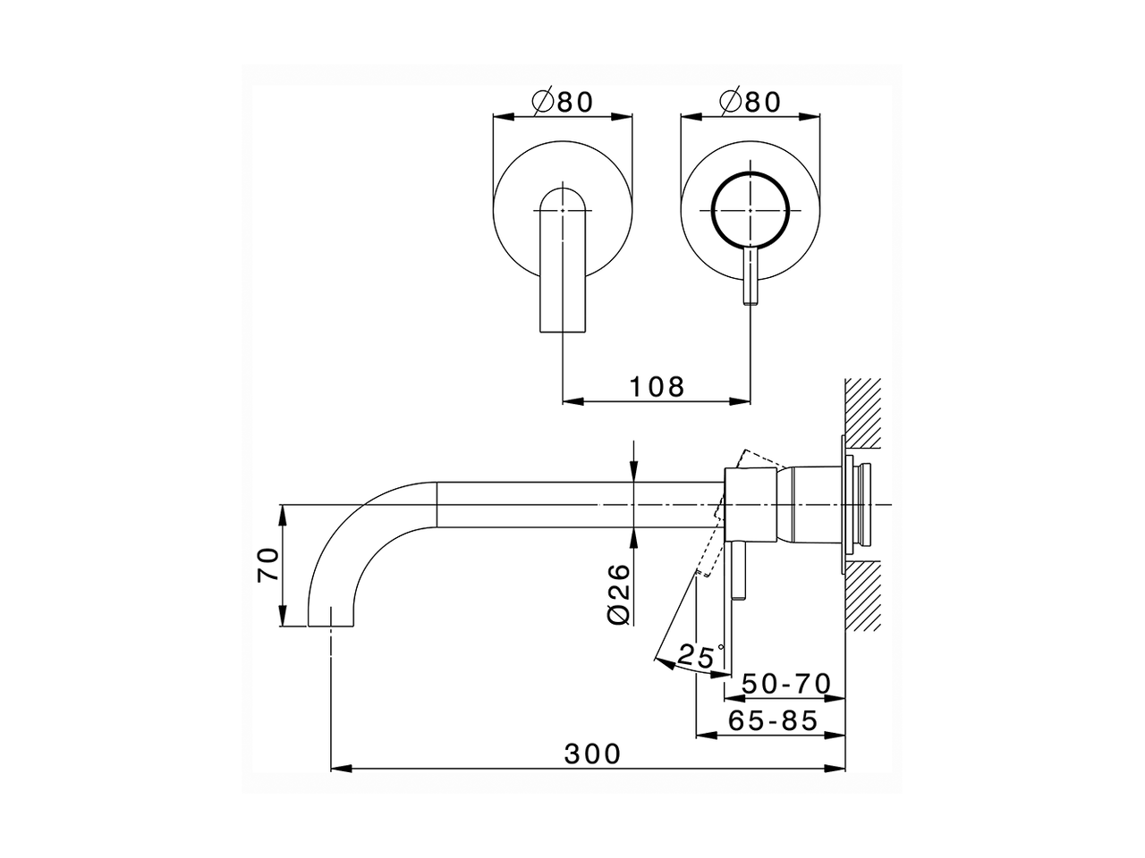Exposed part for single lever washbasin valve NUOVA LESS_LN00551F - v1