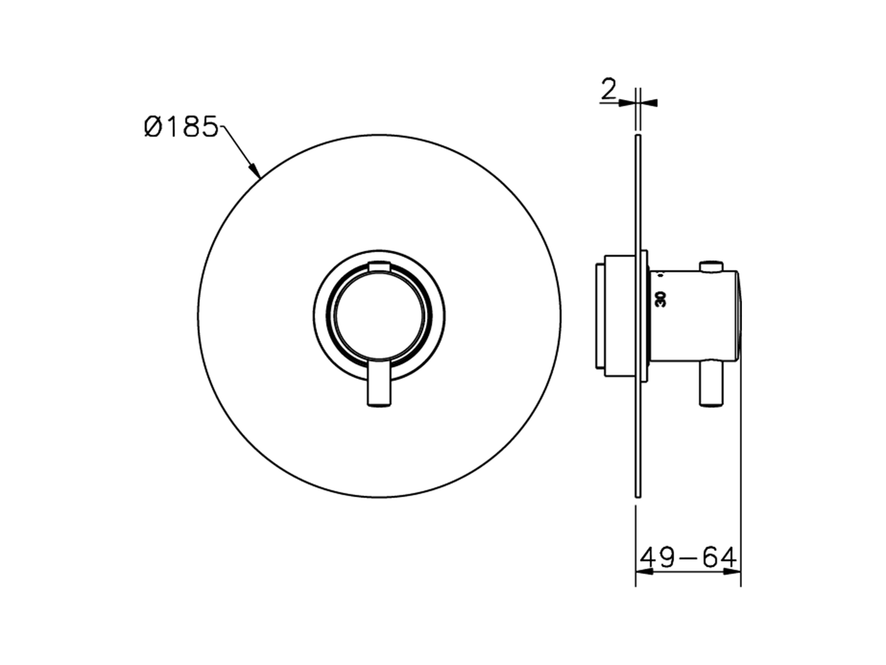 Exposed part for concealed thermo shower valve NUOVA LESS_LN007200 - v1