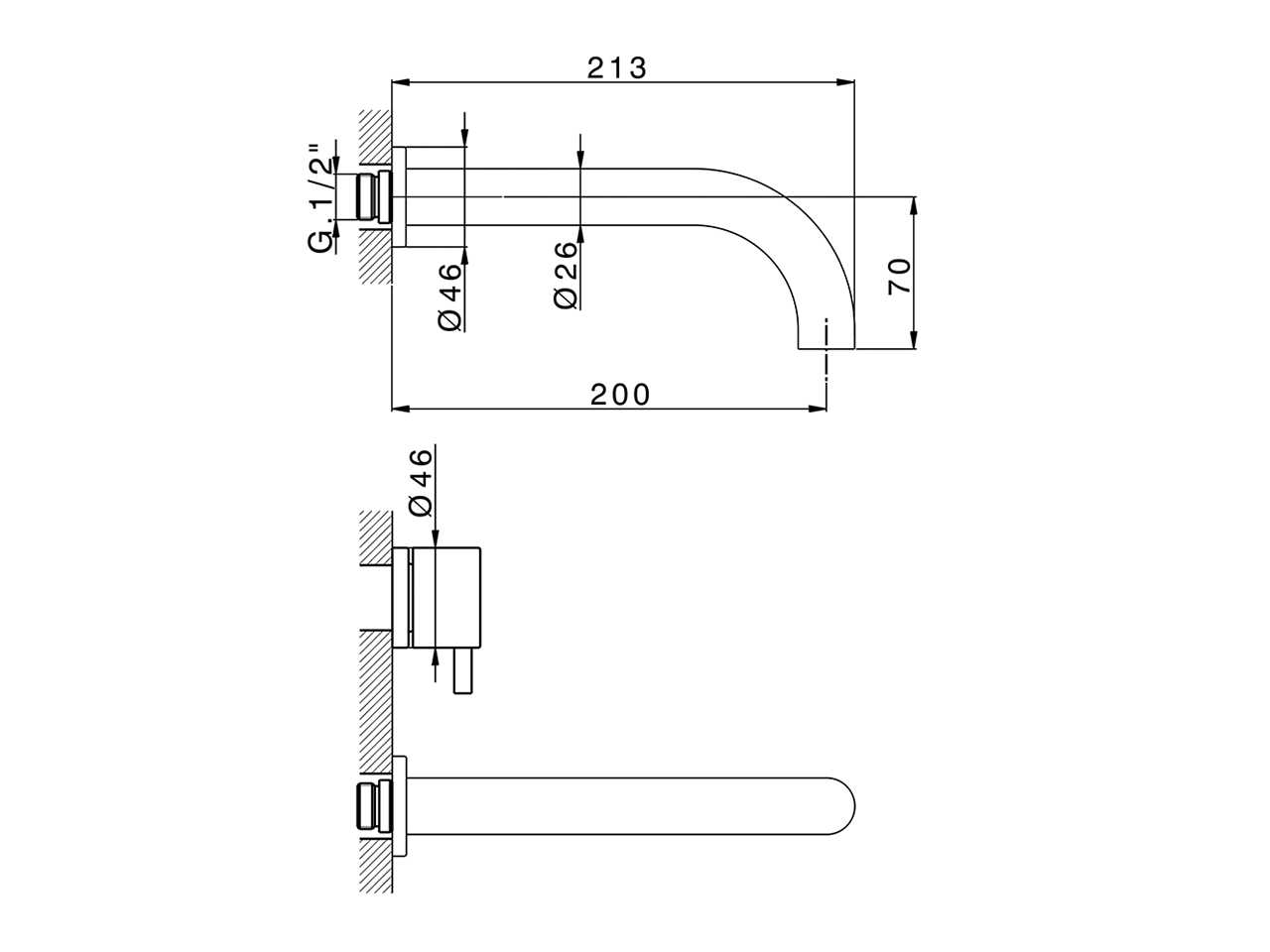 Exposed part for concealed washbasin mixer NUOVA LESS_LN013513 - v1