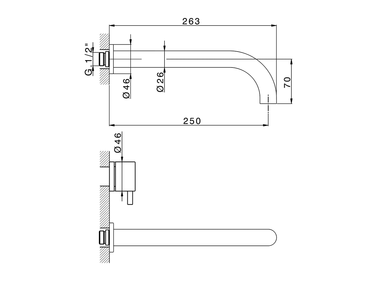 Exposed part for concealed washbasin mixer NUOVA LESS_LN013514 - v1