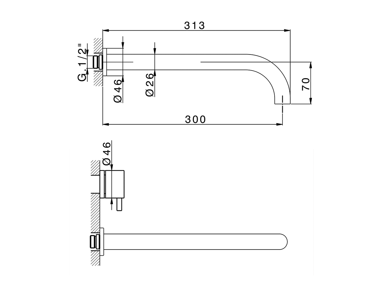 Exposed part for concealed washbasin mixer NUOVA LESS_LN013515 - v1