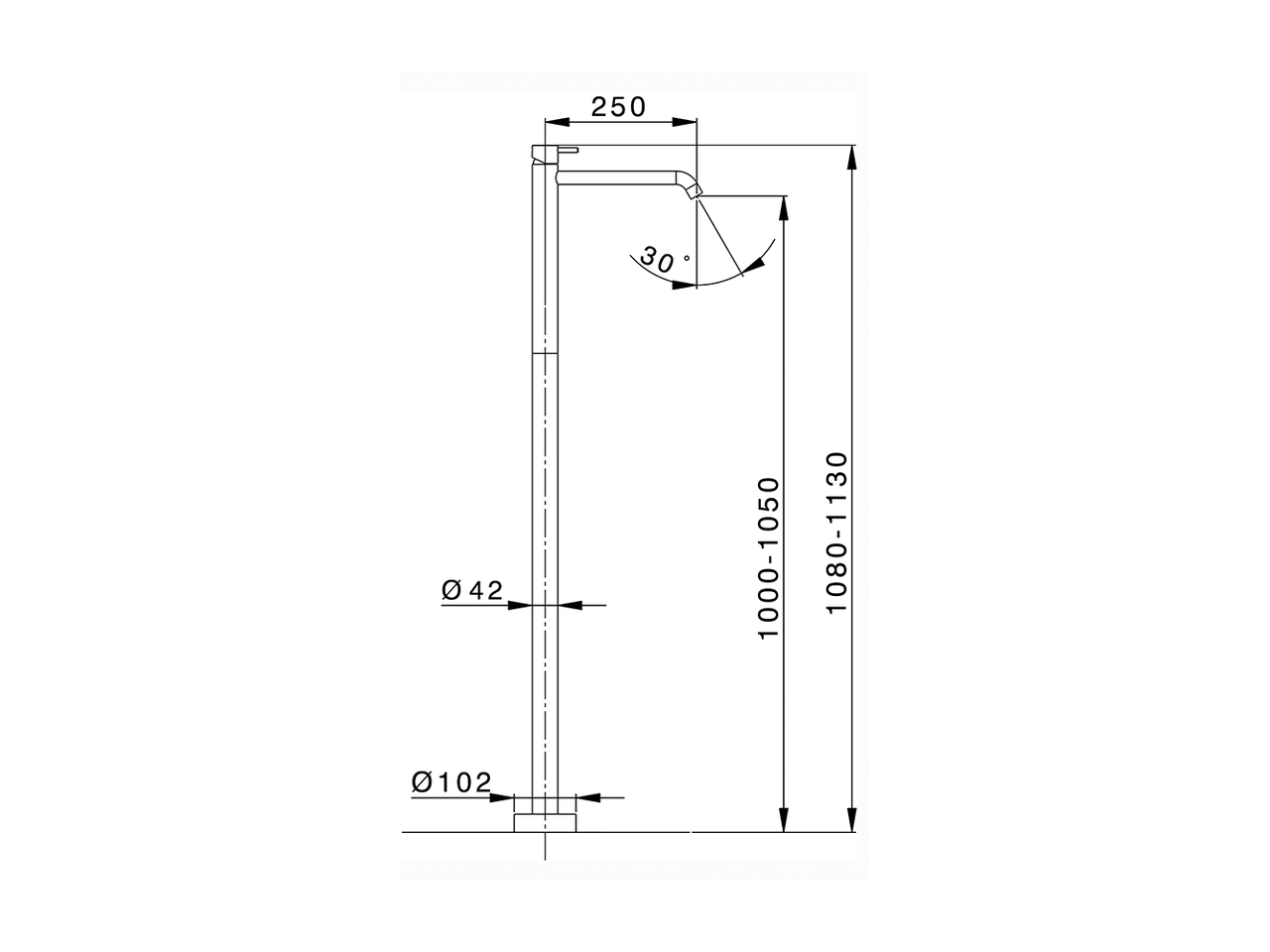 Exposed part for single basin on the floor LESS MINIMAL_LN014510C - v1