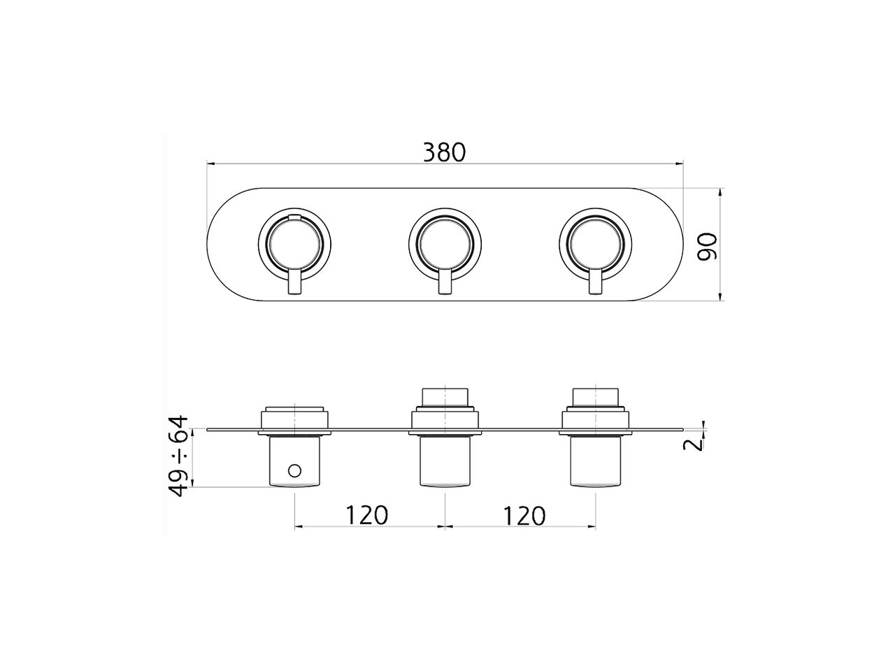 Cover Part for 2 Function Concealed Thermo Valve WELLNESS_LN01R200 - v1
