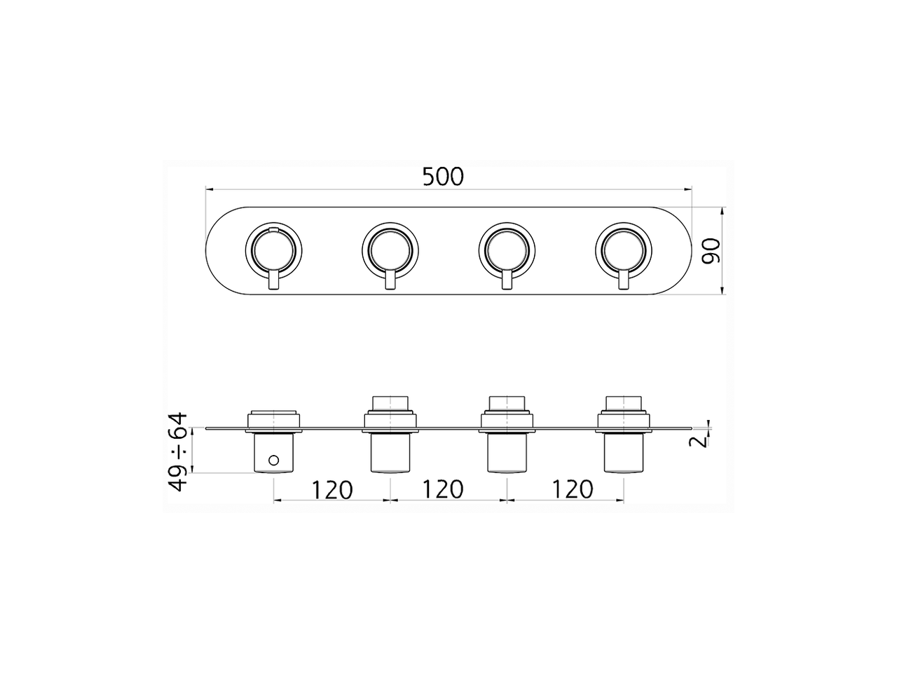Cover Part for 3 Function Concealed Thermo. Valve NUOVA LESS_LN01R300 - v1